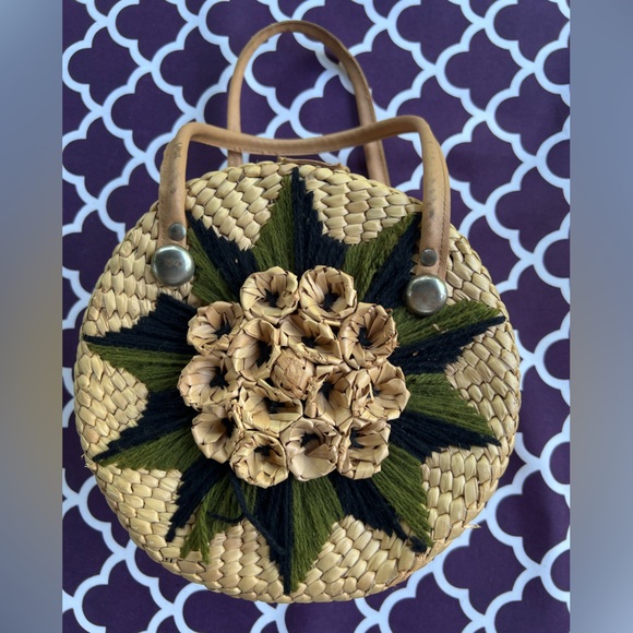 Handbags - Women’s Vintage Floral Basket small Hand Bag
